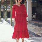 Lace-panel V-neck Sundress