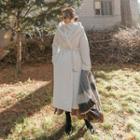 Hooded Padded Long Coat With Sash