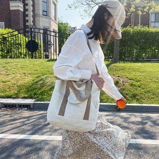 Canvas Contrast Trim Tote Bag