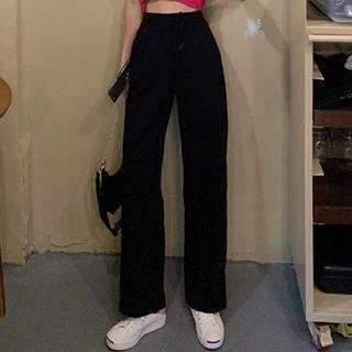 High-waist Straight-cut Knit Pants
