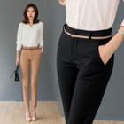 Contrast-lining Straight-leg Dress Pants