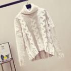 Turtleneck Cable-knit Sweater Off-white - One Size
