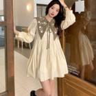 Long-sleeve Detachable Collar Mini A-line Dress