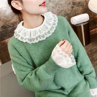 Long-sleeve Lace Top Off White - One Size