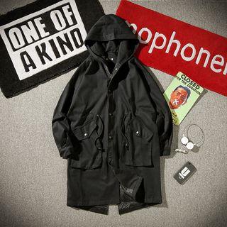 Hooded Button Long Jacket