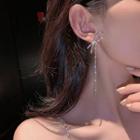 Non-matching Rhinestone Bow Dangle Earring 1 Pc - Silver - One Size