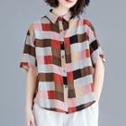 Check Short-sleeve Shirt As Shown In Figure - One Size