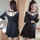 Long-sleeve Cut Out A-line Dress