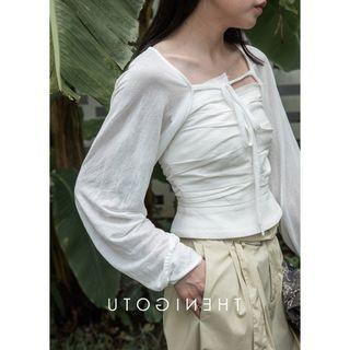 Long-sleeve Bow Detail Crop Top