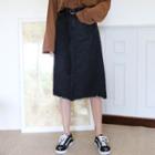 Fray-hem Denim Midi Skirt With Belt