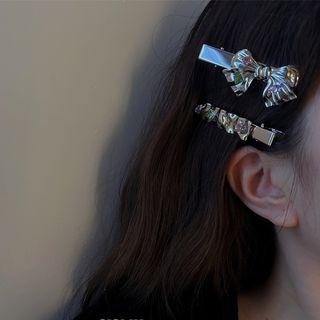 Rhinestone Textured Alloy / Bow Hair Clip
