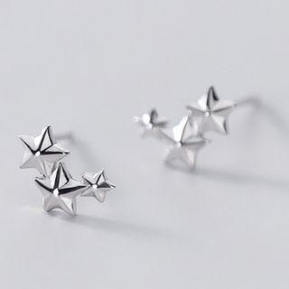 Star Ear Stud 1 Pair - S925 Sterling Silver Earring - One Size
