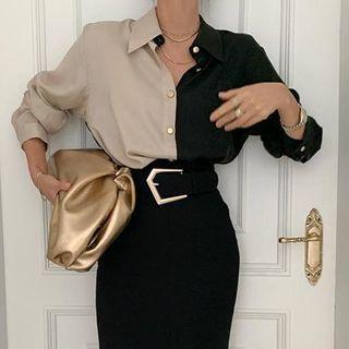 Two-tone Shirt White & Black - One Size