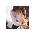 V-neck Eyelet-lace Trim Blouse