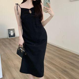 Spaghetti Strap Keyhole A-line Dress