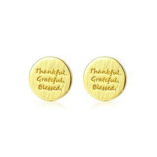 Sterling Silver Plated Gold Simple Fashion Geometric Round Stud Earrings Rose Gold - One Size