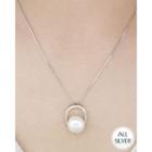 Faux Pearl-pendant Silver Necklace