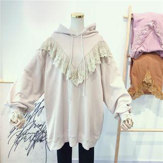 Lace Panel Oversize Hoodie