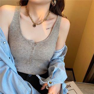 Henley Ribbed Knit Tank Top