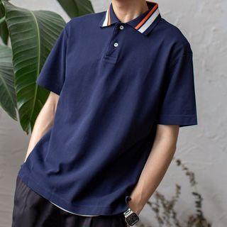 Short Sleeve Contrast Collar Polo Shirt