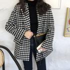 Check Padded-shoulder Coat Black & White - One Size