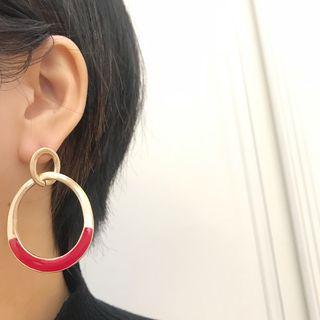 Color Panel Alloy Hoop Earring