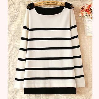 Epaulet-detail Stripe-front Knit Top