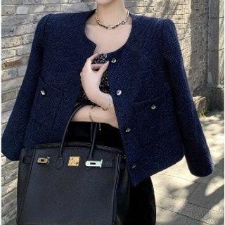 Crop Jacket Navy Blue - One Size