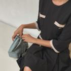 Contrast-trim Box-pleat Dress Black - One Size