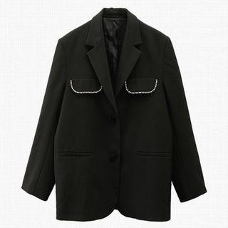 Rhinestone Trim Single-breasted Blazer