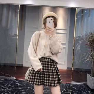 Tie Neck Hooded Sweater