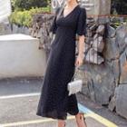 Short-sleeve Dotted Maxi A-line Dress