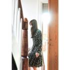 Tie-waist Floral A-line Dress