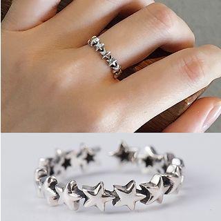 925 Sterling Silver Star Open Ring S925 Silver - Stars - Silver - One Size