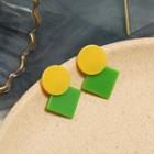 Acrylic Geometric Dangle Earring Yellow & Green - One Size