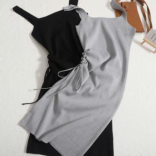 Sleeveless Drawstring Knit Midi Sheath Dress