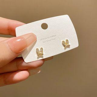 Rabbit Rhinestone Alloy Earring 1 Pair - Gold - One Size
