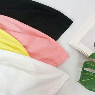 Round-neck Puffed Elbow-sleeve T-shirt