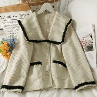 Contrasted Big-collar Loose Jacket