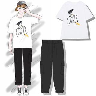 Short-sleeve Print T-shirt / Cargo Pants