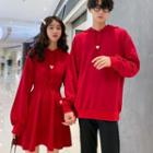 Couple Matching Heart Embroidery Hoodie / Dress