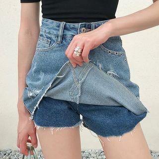 Fringed Denim Skort
