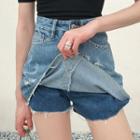 Fringed Denim Skort