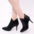 Bow High Heel Pointed Ankle Boots