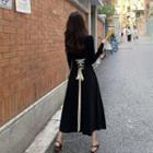 Long-sleeve Knit Top / Midi A-line Skirt