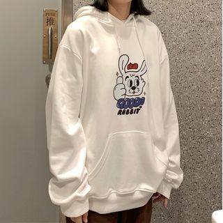 Cartoon Rabbit Print Hoodie