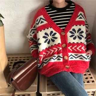 Patterned Loose Fit Cardigan