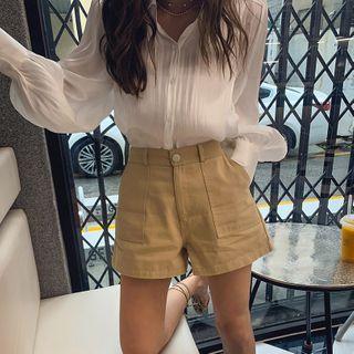 Band-waist A-line Cotton Shorts