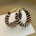 Zebra Print Yarn Hoop Earring