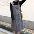 Sleeveless Plaid Midi Dress As Shown In Figure - One Size